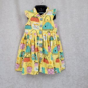 Little Miss Marmalade Glen Park Dress Wishful Yellow Purse Print